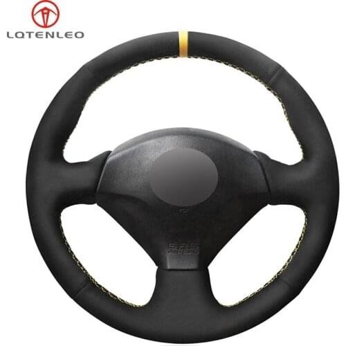 LQTENLEO Black Suede Leather Car Steering Wheel Cover for Honda S2000 2000-2008 Acura RSX Type-S 2005 Civic 2005 Sport