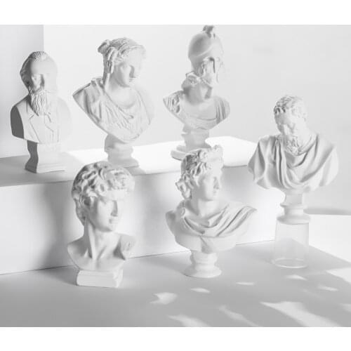 Mini Nordic Style Gypsum Bust Portraits Celebrities Plaster Figurine Drawing Practice Greek Mythology Sculpture Desktop Crafts