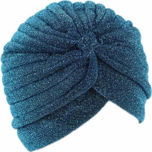 Fashion New Gold Shiny Turban Elastic Adjustable 1PC Free Size Indian Style Stretchable Soft Bright Hat Valentines Gift