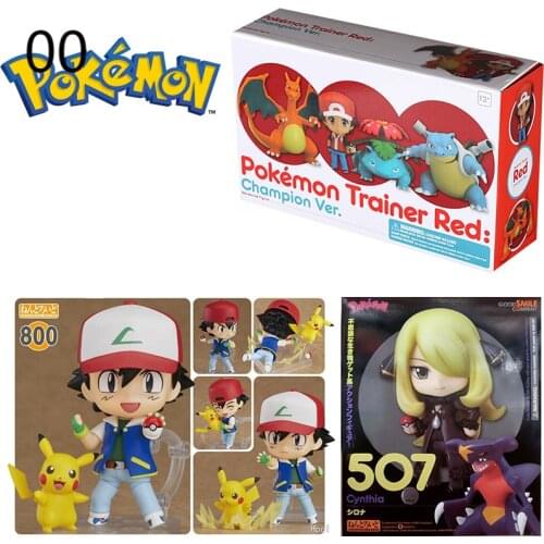 Pokemon Nendoroid 800 612 507 537 Satoshi & Pikachu pokemones Trainer Red Original Figures Model Toys for child gifts with box