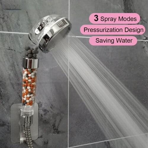 Bathroom Shower 3 Modes Adjustable Jetting Saving Water High Pressure Mineral Anion Filter Shower Head SPA Nozzle