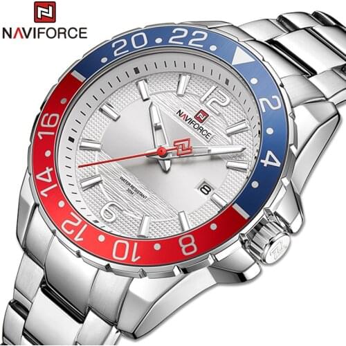 NAVIFORCE 2021 Luxury New Watches Men Fashion Casual Quartz Calendar Wristwatch Stainless Steel Waterproof Classic Siliver Clock