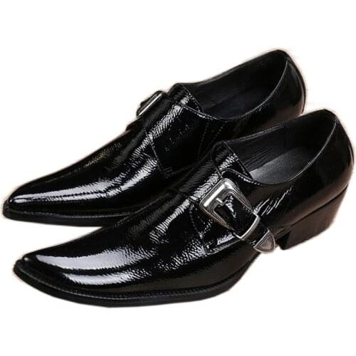 Ntparker New Hot Genuine Leather Men Dress Oxfords Shoes Square Toe Slip-on Black Men Leather Business Party Shoes, EU38-46