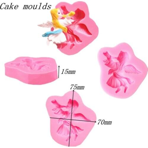 Wholesale Silicone mold K392 Mini angel Conch girl shape Decoration clay mold Fondant cake mould
