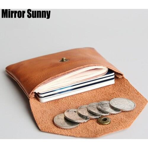 Original Handmade Retro Genuine Leather Mini Change Wallet For Men Women Head Cowhide Leather Female Small Creative Coin Bags