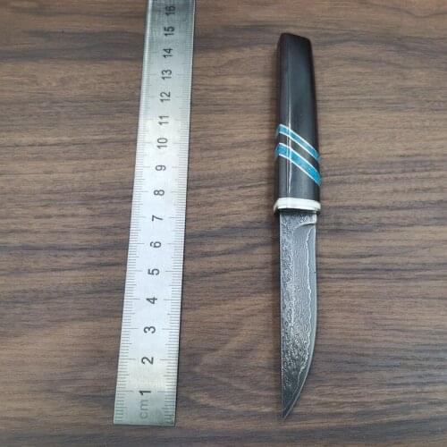 60HRC VG10 Damascus samurai style sharp camping knife hunting Fixed Blade knife tactics Damascus Straight Knife