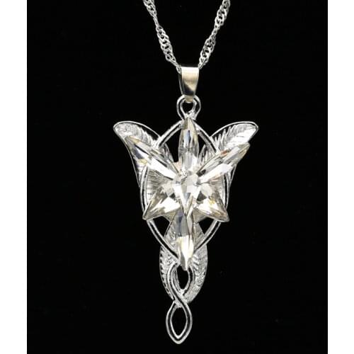 Arwen Evenstar Necklace Elf Princess Fashion Crystal Silver Color Cubic Zirconia Stone Pendant Sparking Jewelry Women Wholesale