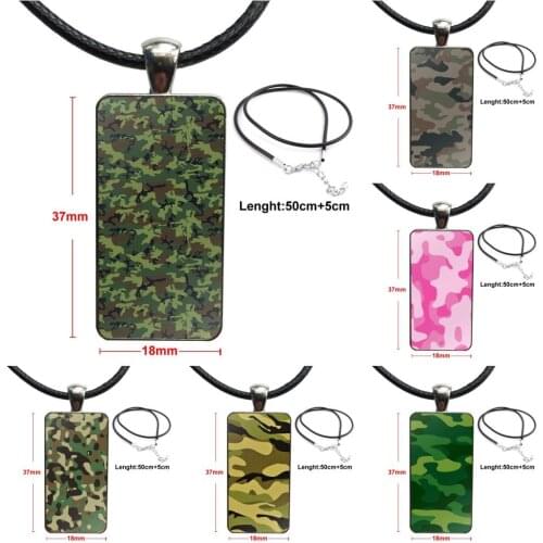 For Unisex Party Gift Glass Pendant Galaxy Pendant Necklace Women Steel Plated Necklaces Jewelry New Army Camo Camouflage Skin