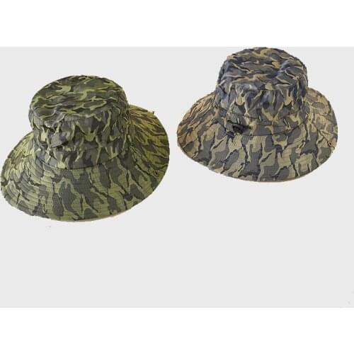 Camouflage Bucket Hat Man Big Eaves Outdoor Sunscreen Cap Camouflage Outdoor Mountaineering And Fishing Hats Mens Bobs