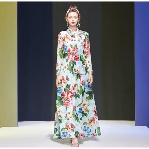 Seifrmann Women Summer Fashion Fashion Boho Holiday Maxi Dress Bow Lace Up Floral Print Female Chiffon A-Line Long Dresses 2021