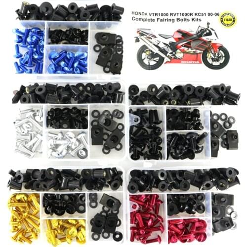 Fit For Honda VTR1000 VTR 1000 RVT 1000R RC51 2000-2006 Complete Full Fairing Bolts Kit Screws Fairing Clips Bodywork Bolt