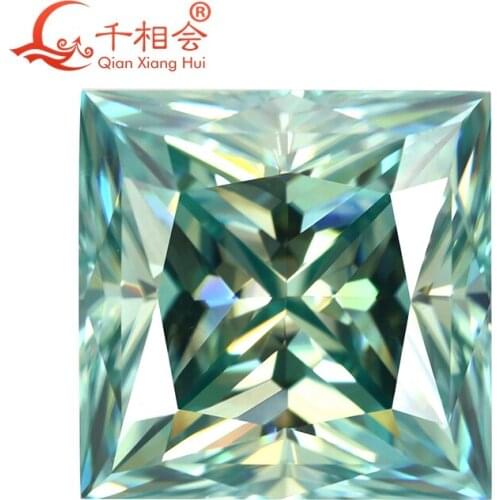 Blue color square shape princess cut moissanites loose stone by qianxianghui