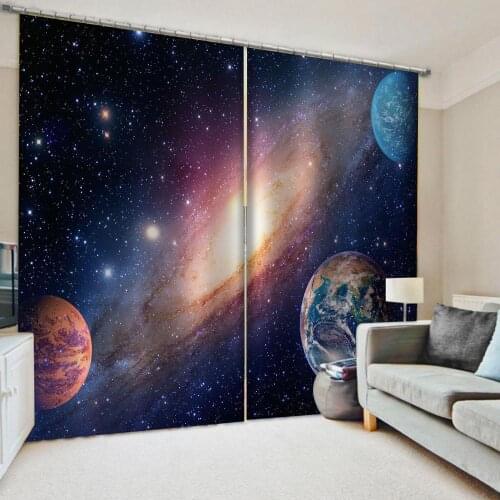 Customized size Luxury Blackout 3D Window Curtains For Living Room blue Starry sky curtains