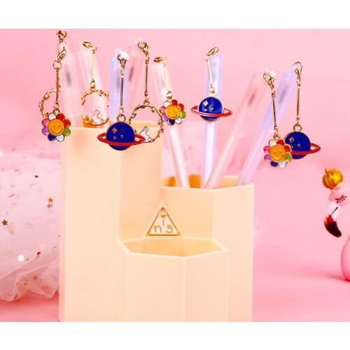 40 pcs/lot Creative Planet Flower Pendant Gel Pen Cute 0.5mm black ink Neutral Pen School writing Supplies Promotional Gift