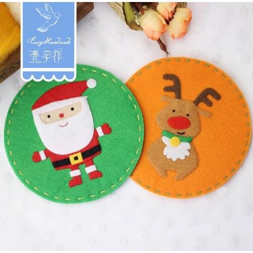 Santa Claus Reindeer Cup Cushions Non-woven Fabric DIY Package Kids Handmade Gift Non-woven Wool Felting DIY Package