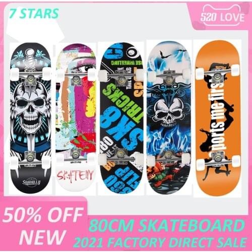 80*20*10cm Adult Teenager Skateboard CX4 Truck Skate Board Maple Wood Deck Non-slip Men PU Wheels Beginner Skater Skateboarding