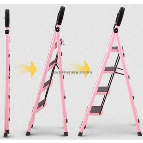 Ladder Household Folding Indoor Herringbone Multi-function Ladder Four Step Ladder Five Step Ladder Thickened Steel Pipe Telesco