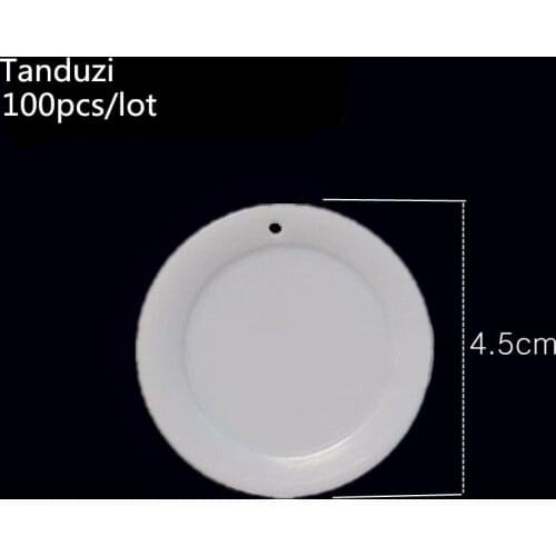 Tanduzi 100pcs Wholesale Kawaii Simulation Cake White Plate Dessert Plate/Tray DIY Dollhouse Miniature Deco Parts Plastic Crafts