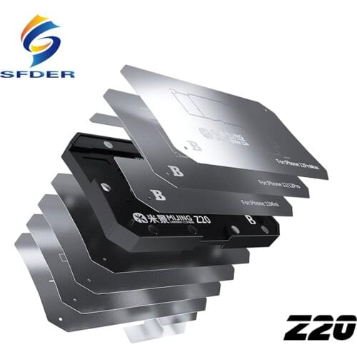 MiJing Z20 BGA Reballing Stencil Platform Fixure for IPhone X-12 Pro Max Motherboard Middle Frame Planting Tin Template Repair