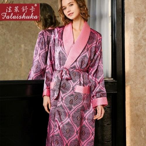 Noble purple winter 100% genuine silk Dressing gown women robes nightgowns Thicken sexy plaid mulberry silk robes women S5658