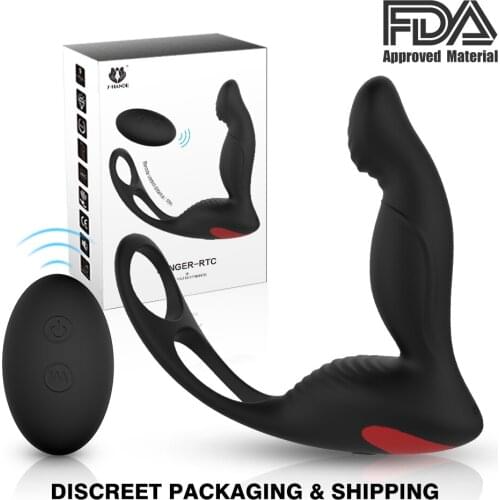 USB Charging Vibrating Ring Male Sex Toy Heating Prostata Massager for Man 10 Speeds Wireless Remote Control Cork Anal Butt Plug