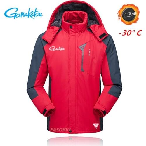 Gamakatsu Fishing Clothing Winter Fleece Warm Waterproof Fishing Jackets Men Plus Size Fishing Clothes Sport Thick Fishing Coat