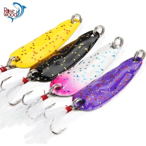 RoseWood 4pcs 3.8g 4.4g 6.7g 9.5g Rotating Metal Spoon Fishing Lure Spinner Hard Baits For Trout Pike With Treble Hook Tackle