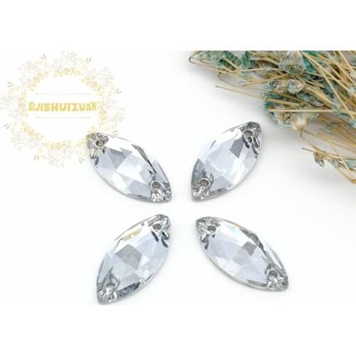 High-quality Blue phantom 001BS Horse eye Crystal Glass Sew-on Rhinestones with two holes DIY wedding Dresses and Clothes