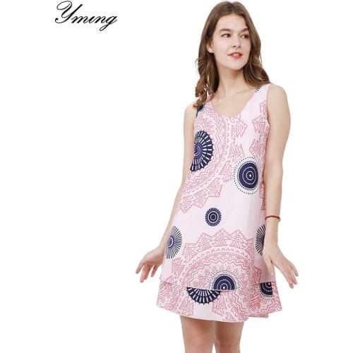 YMING Floral Print Women Dress Boho Plus Size Dresses Party Club Vestidos Sleeveless Dot Dress Beach Sundress for Woman Cover Up