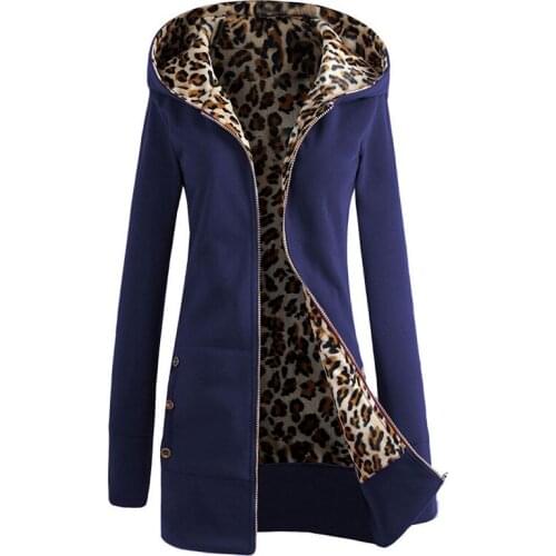 Womens Hoodies Sweatshirt Autumn Winter Plus Velvet to Keep Warm Women Jacket Leopard print Hooded Zipper Coat Sportswear 5XL