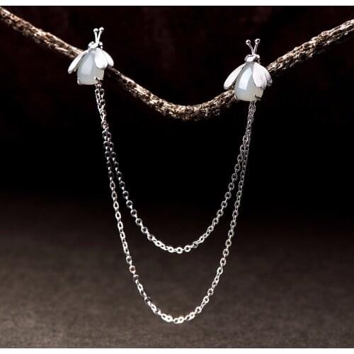 Genuine 925 Sterling Silver Earrings For Women Handmade Especially White Jade Earrings & Brooch Fine Jewelry Wholesale