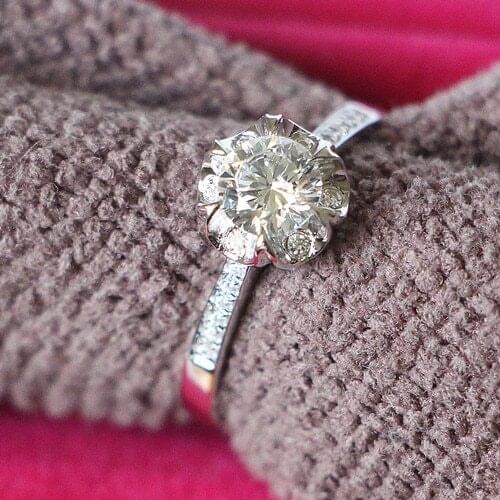 0.5Ct Corolla Sterling Silver 925 Engagement Ring Elegant Promise Ring White Gold Color Luxury Jewelry