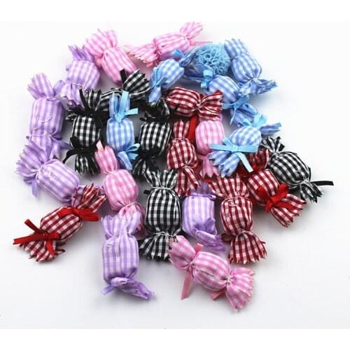 10Pcs 2*5cm Diy Plaid Candy Craft Embellishment Flatback Cabochon DIY Cell Phone Scrapbooking Decoration Charm hair bow center