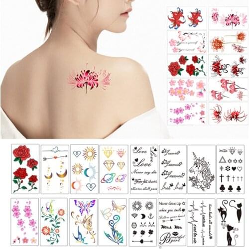 10pcs ​Kawaii Flower Stars Sexy Tattoo Sticker Stationery DIY Scrapbook Diary Notebooks Album Stick Label Office School Supplies