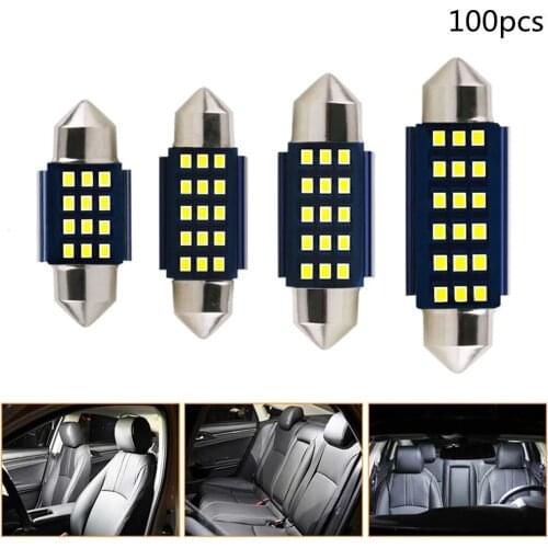 100PCS canbus c5w led 31mm 36mm 41mm 12SMD 2016 Chips LED Festoon Car Dome Light free No Error Auto Interior Reading Lamp 12v
