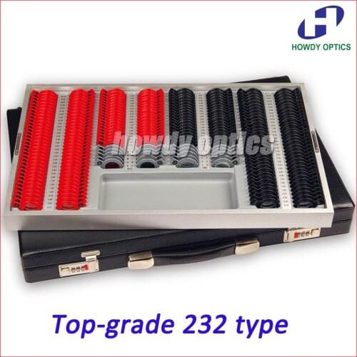 100% Top grade 232 pcs trial lens set Optical trial lens case high quality Plastic rim leather case