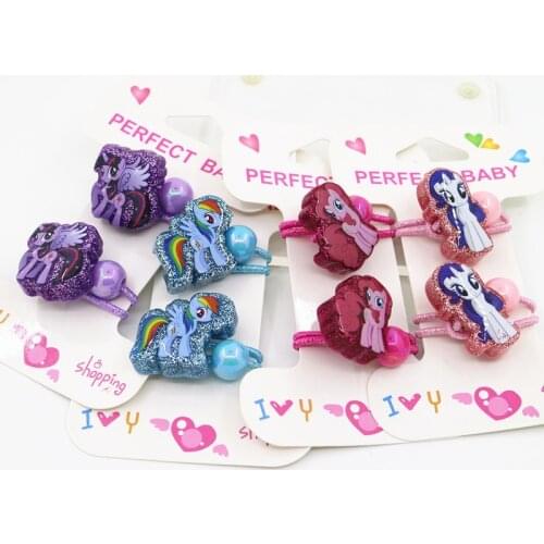 2PCS New Cartoon Lovely Pony Princess Headwear Kids Elastic Hair Bands Baby Headdress Children Hair Ropes Girls Accessories