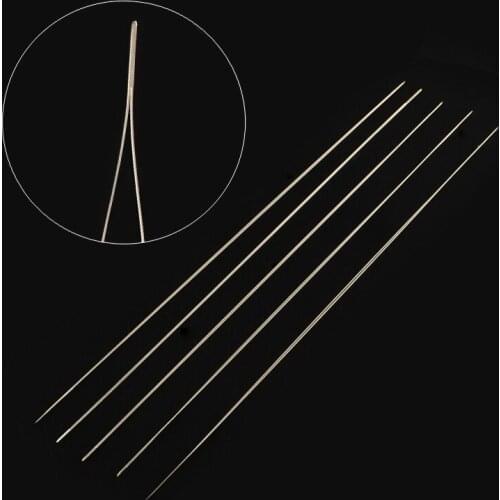 5pcs Platinum Iron Big Eye Beading Needle for Beads Jewelry DIY Making Tools , Thick: 0.5mm , Length : 55mm 75mm 100mm 125mm F70
