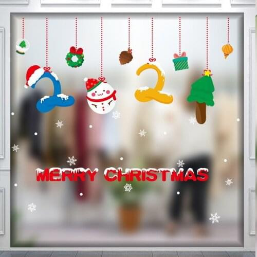 70x50cm Christmas Window PVC Static Stickers Christmas Ornaments Xmas Decoration for Home New Year 2022 Gifts Decor Naivdad 2021