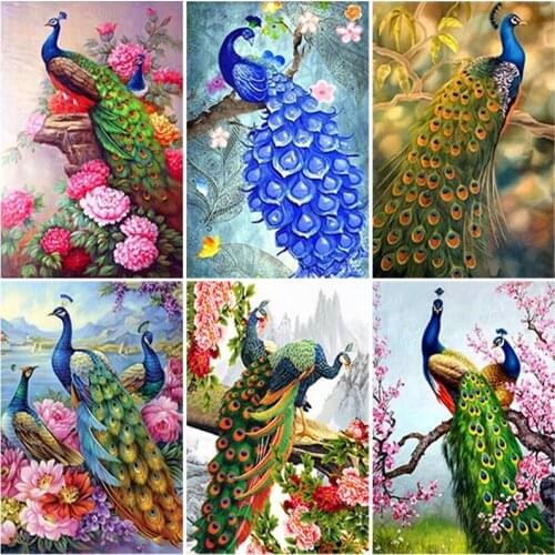 5D DIY Diamond Painting Peacock Full Square Rhinestone Diamond Embroidery Art Picture Cross Stitch Kit Mosaic Home Decoration