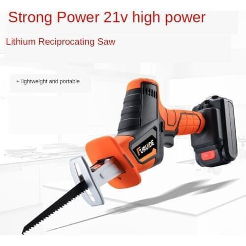 21V Cordless Reciprocating Saw + 6 Saw Blades Metal Cutting Wood Tool Portable Woodworking Cutters with 1 Batteries Charge
