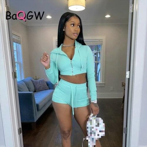 BaQGW Autumn Hooded Cardigan Sweater Casual Biker Shorts Two Piece Outfits for Women Suit Casual High Waist Drawstring Sweatsuit
