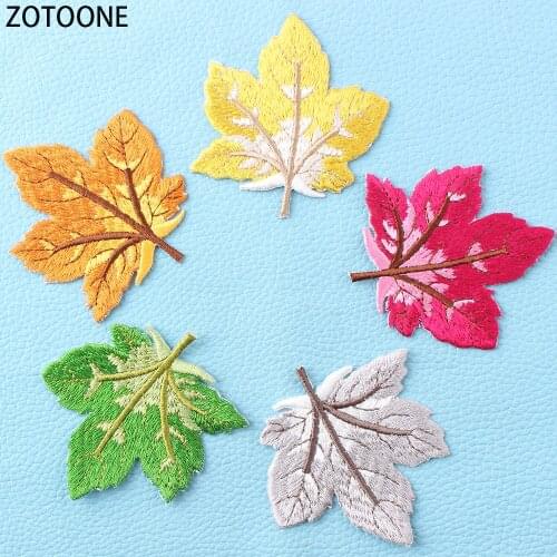 ZOTOONE Colorful Maple Leaf Patches for Clothing Diy Embroidered Patch on Clothes Applications Badges Iron on Stickers Appliques