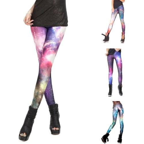 Fashion Women Galaxy Print Long Leggings Tie Dye Slim Fit High Waisted Stretch Push Up Woman Skinny Pencil Casual Legging
