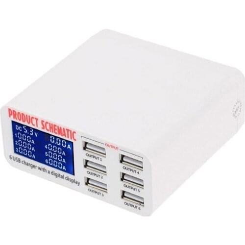 Multifunctional intelligent USB charging adapter 5v2a fast charge 6 hole charging power notebook mobile phone tablet universal