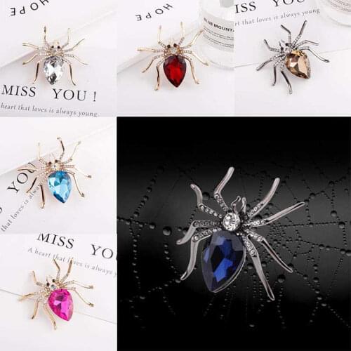 Fashion Spider Creative Muti-Color Pin Alloy Crystal Brooch Simple Crystal Brooch Clothes Accessories For Women