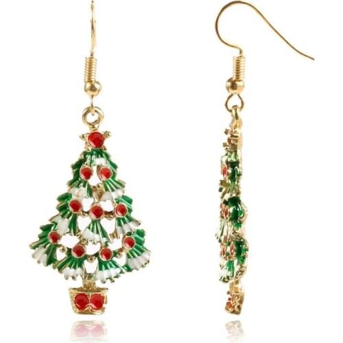 Fashion Colorful Christmas Tree Shape Necklace Dangle Earrings Necklaces Xmas Holiday Gift