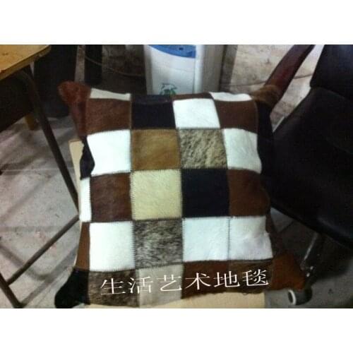 Fashionable art pillows 100% natural genuine cowhide real cow leather pillows