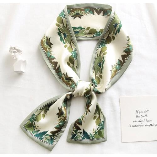 2020 Fashion Kerchief Silk Satin Neck Scarf For Women Print Hijab Scarfs Female Shawls And Wraps Scarves Lady Bandana Foulard