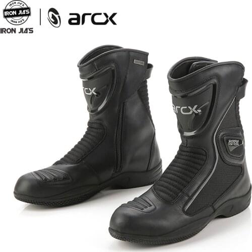 Motorcycle Boots Genuine Cow Leather Waterproof Anti-skid Street Moto Protection Racing Boots Motorbike Touring Riding Shoes